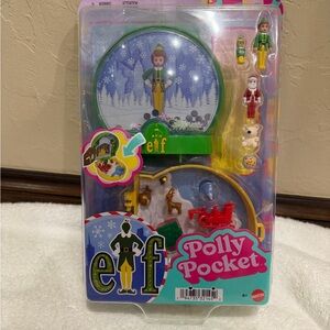 Polly Pocket Micro Buddy & Santa Dolls and Playset, Collaboration Elf Compact